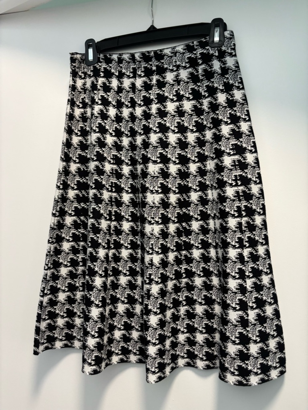 Milano Black & White Houndstooth A-Line Skirt